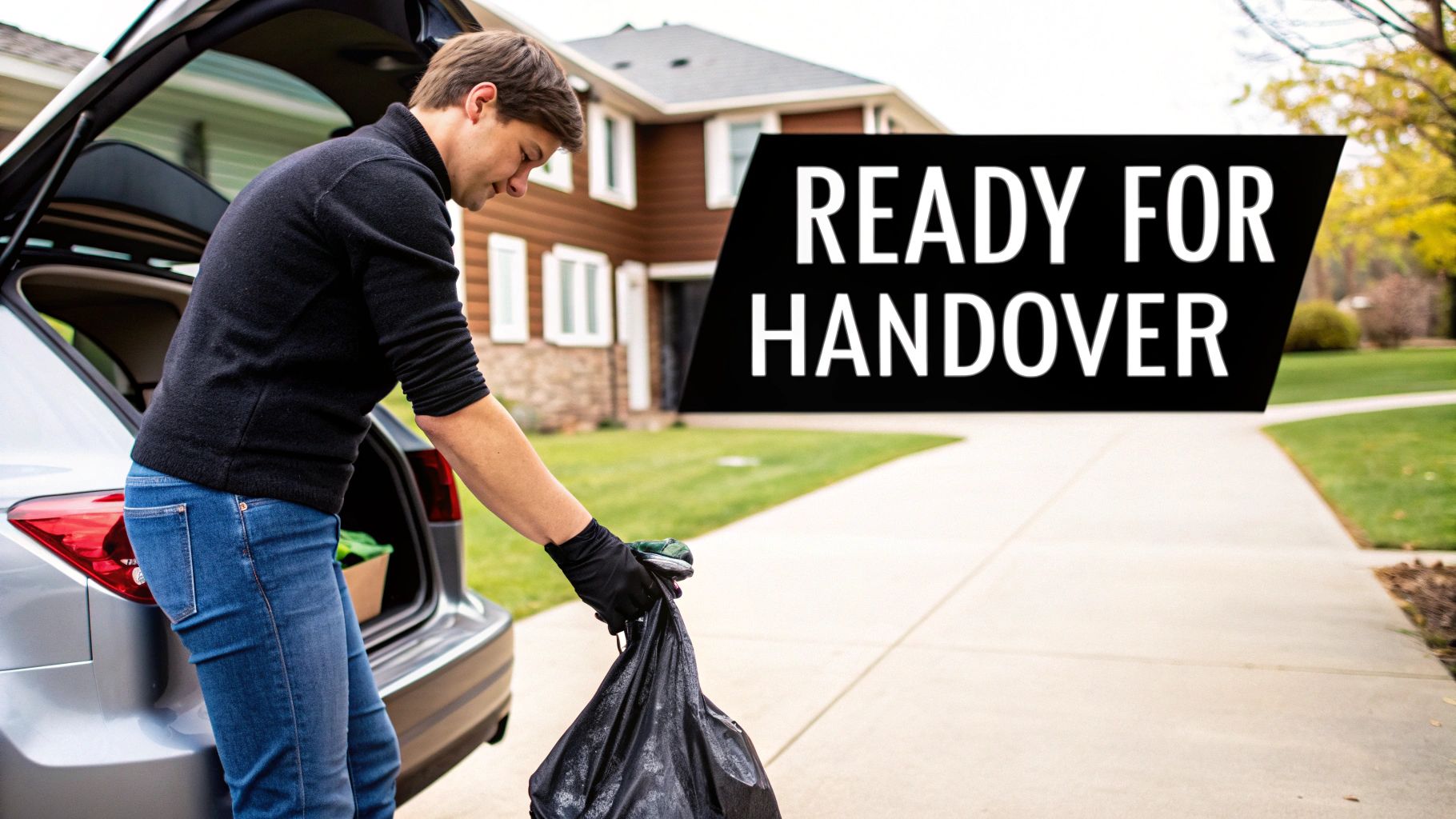 A person cleaning out the glove box of an old car, preparing it for scrapping