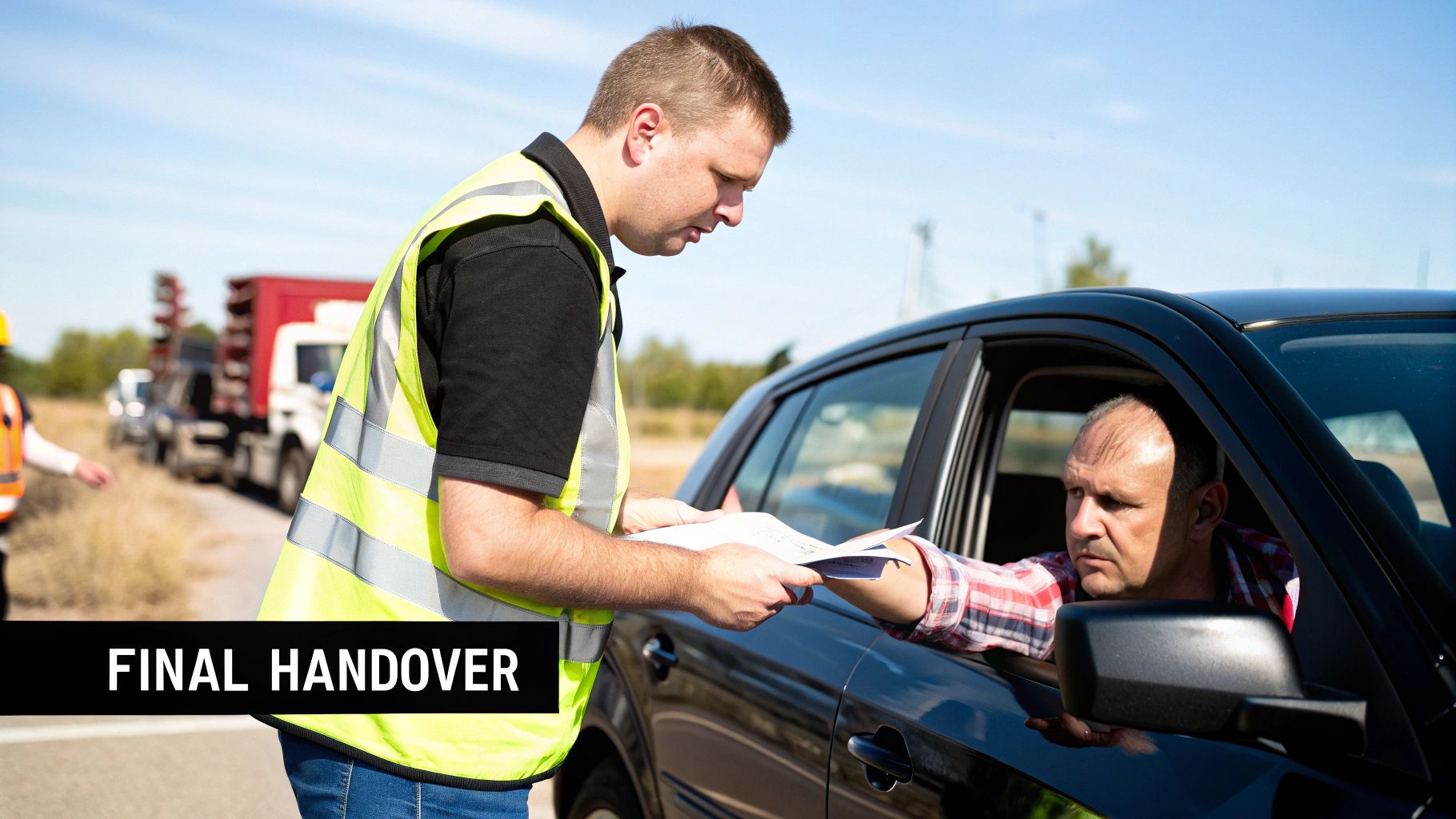 Handing over car keys and paperwork