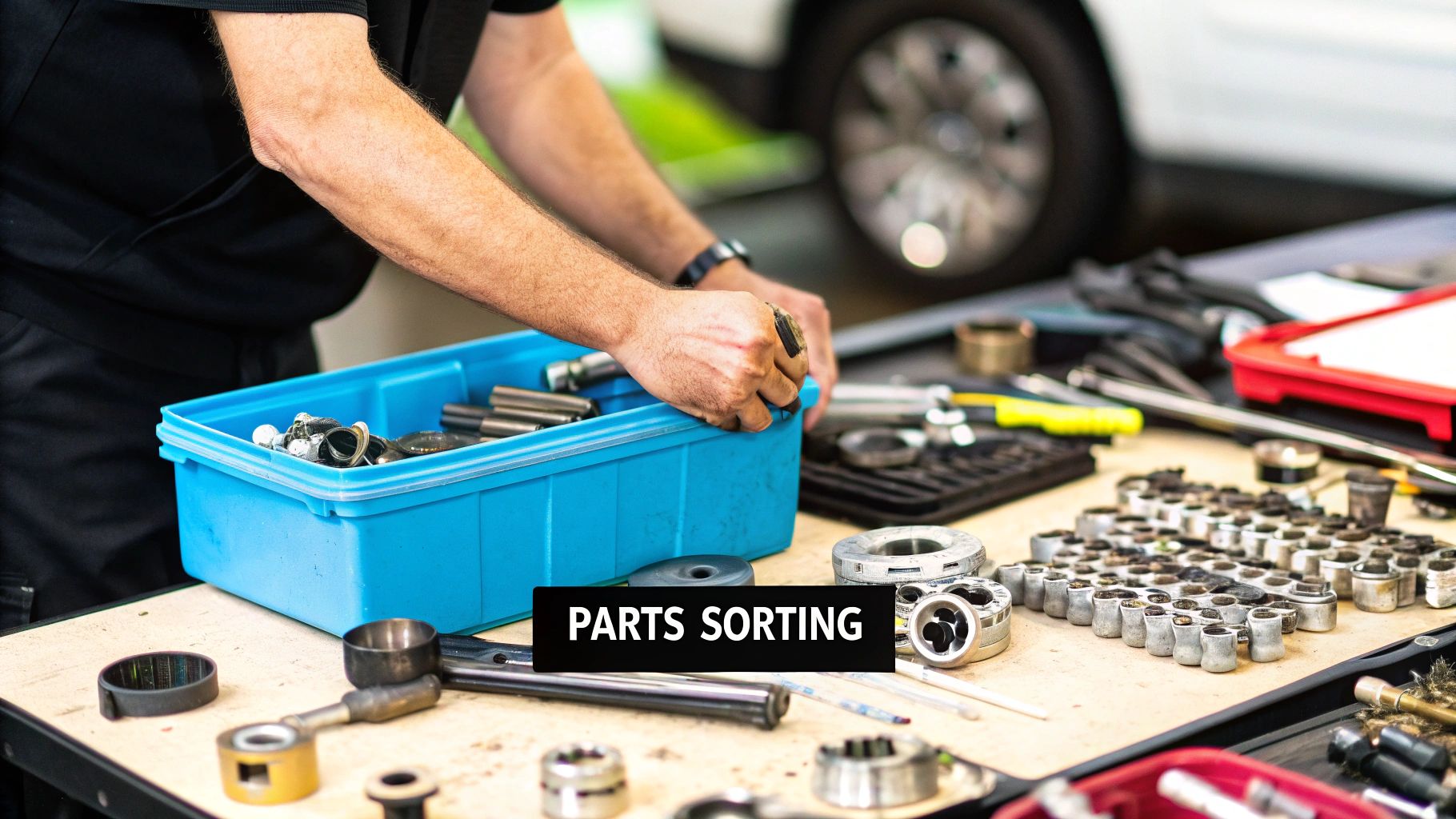 Old car in a driveway ready for recycling