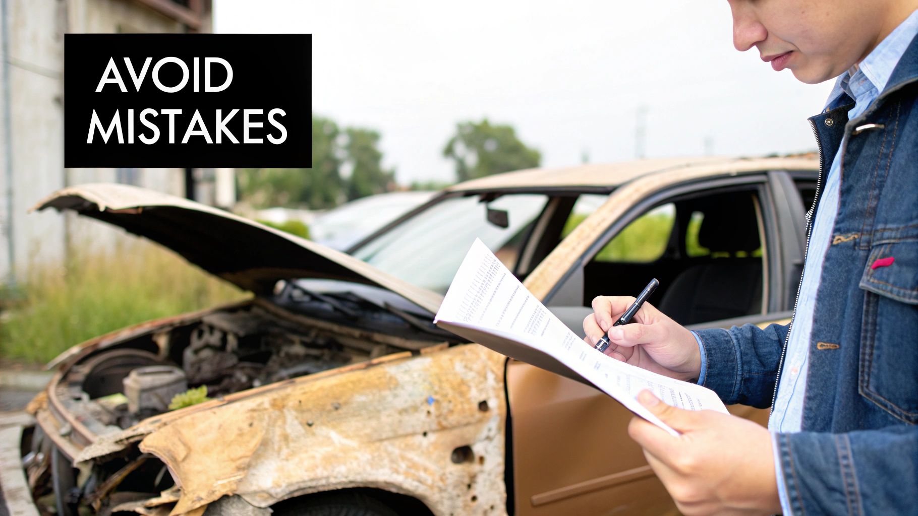 A hand holding a thick stack of Australian dollar bills, symbolizing payment for a scrap car.