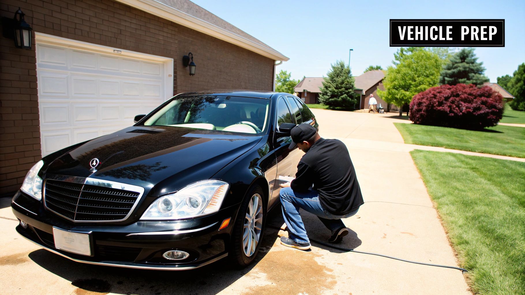 A clean, well-maintained car parked in a driveway, ready for a private sale.