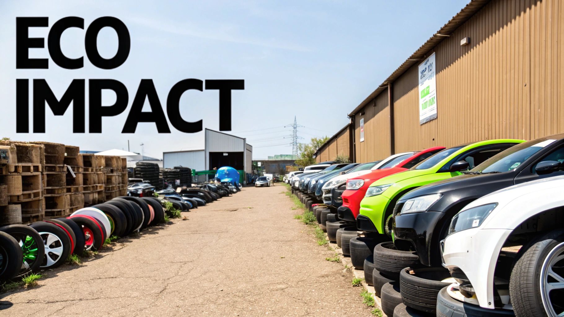 A lush green landscape with a clear sky, symbolising environmental conservation through recycling